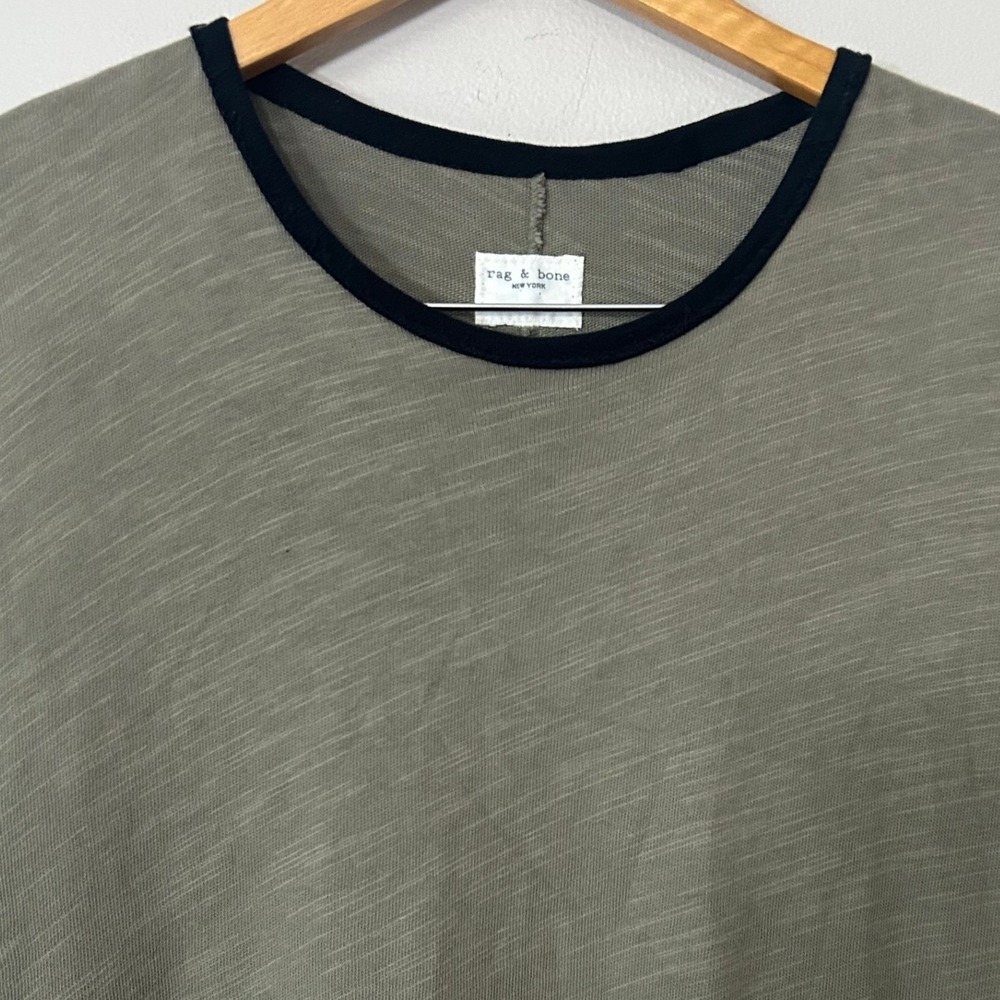 Rag & Bone Shirt Mens Medium Olive Green Slub Cotton Knit Short Sleeve Tee